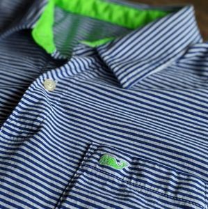 Vineyard Vines Polo Golf Striped Shirt w/Neon trim